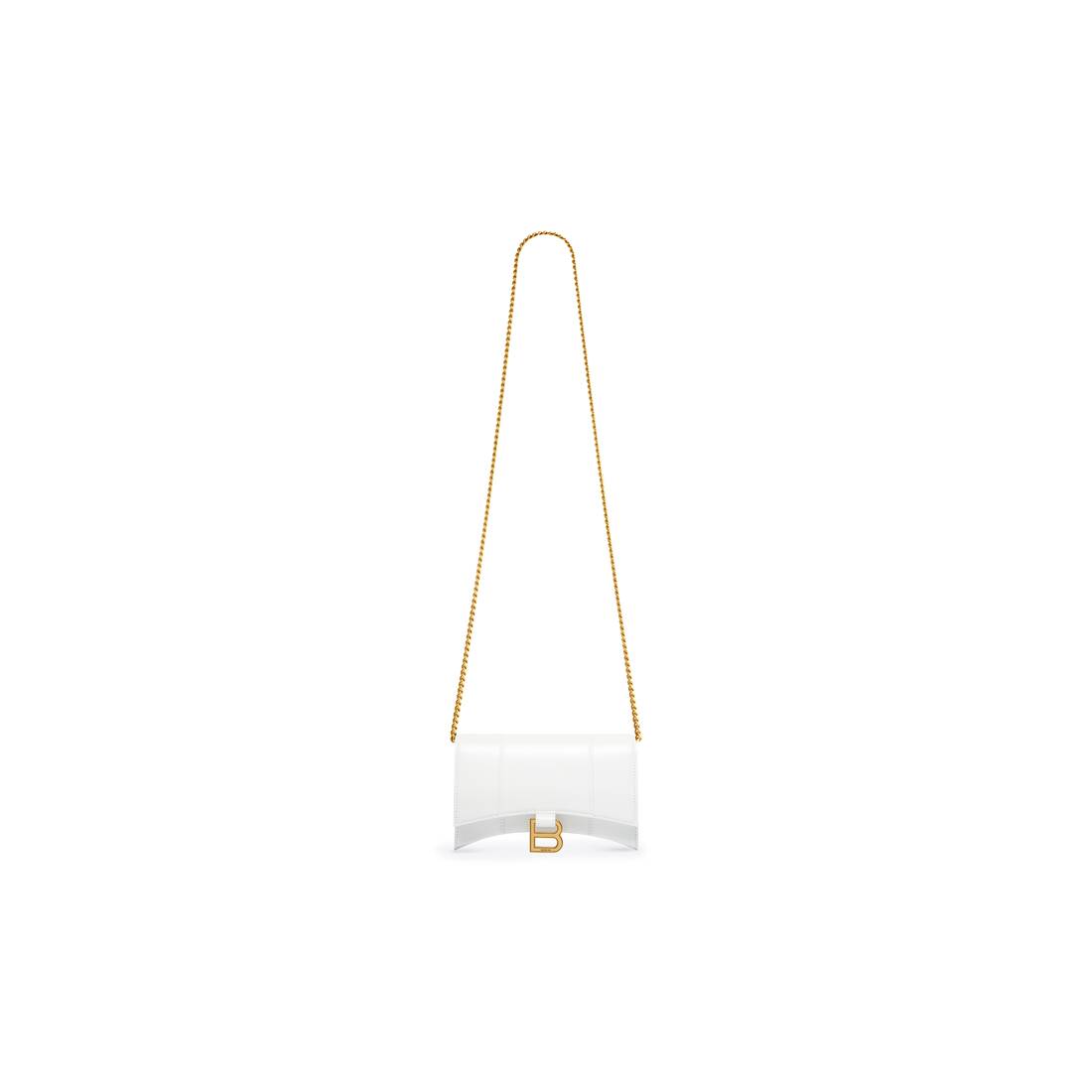 Balenciaga Hourglass Wallet on Chain Box in White