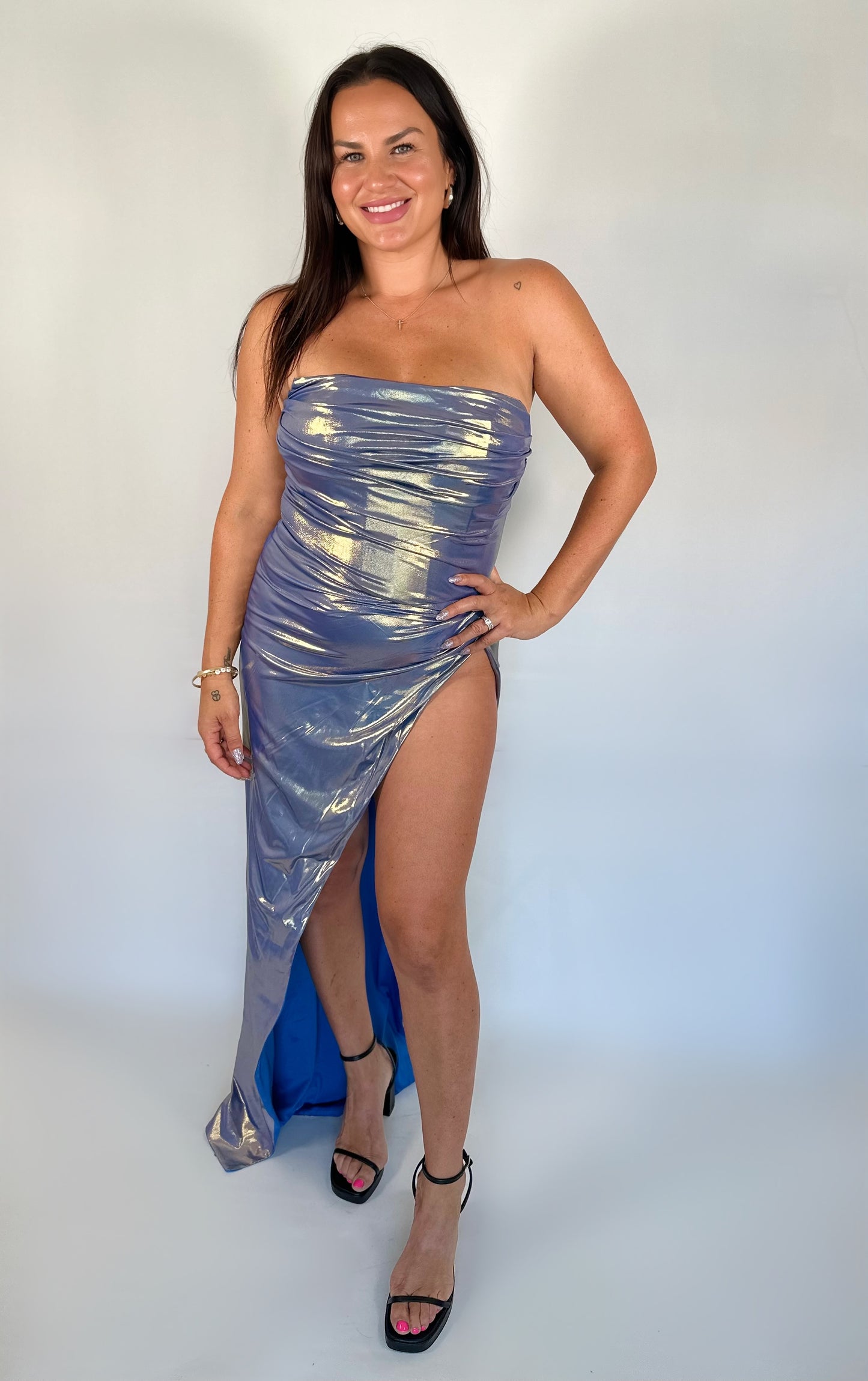 Angelique Metallic Strapless Gown Size 10
