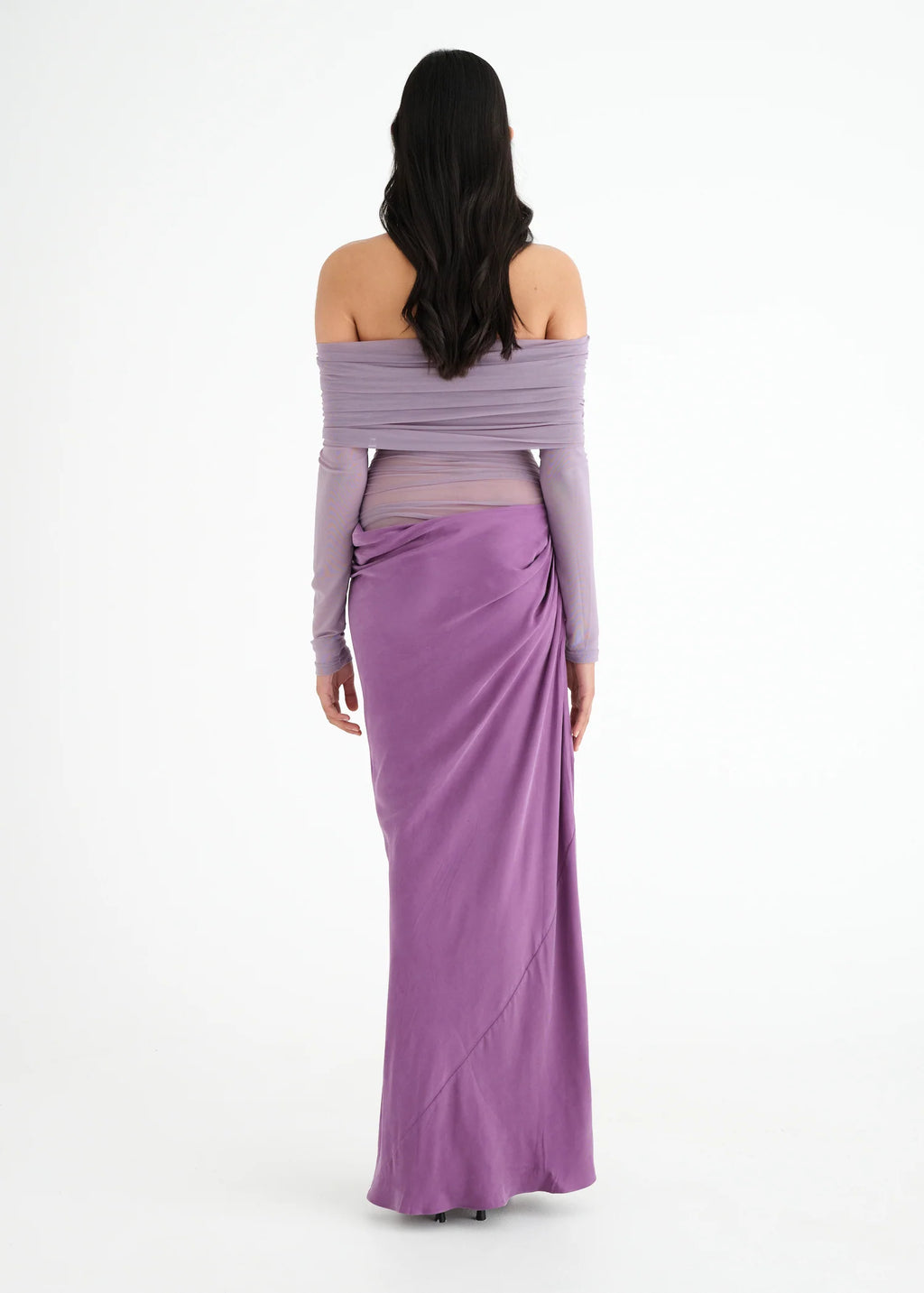 Benni Yasmin Off-Shoulder Maxi Dress Lilac Size 8