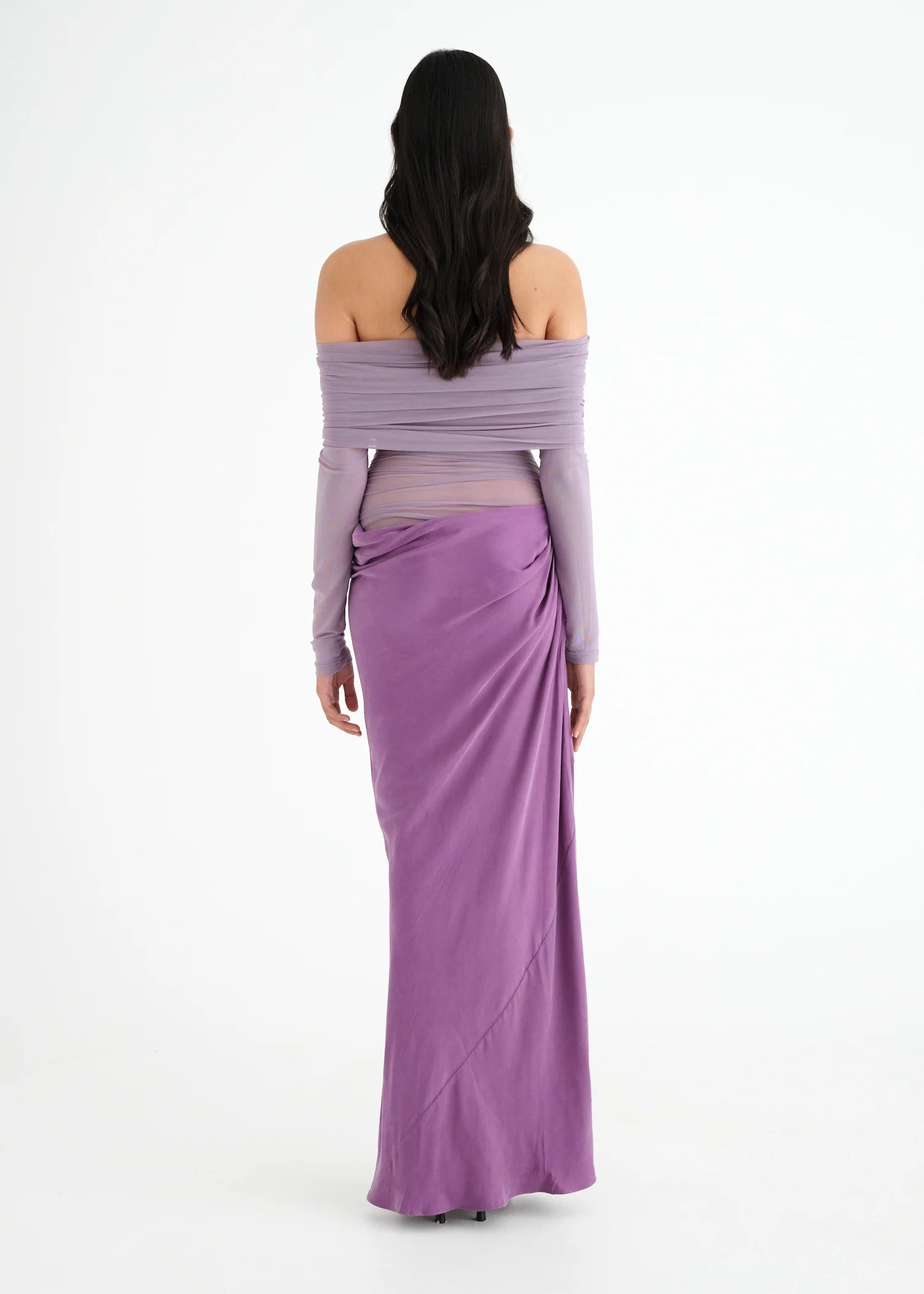 Benni Yasmin Off-Shoulder Maxi Dress Lilac Size 8