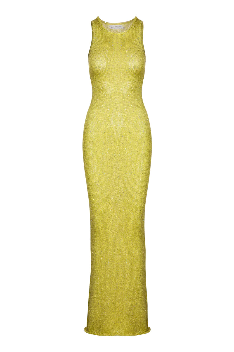 Asta Resort Natalia Dress Chartreuse Sequin Size 8