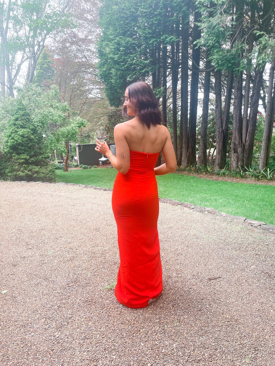 House of CB Holly Dress Orange Strapless Gown Size 6