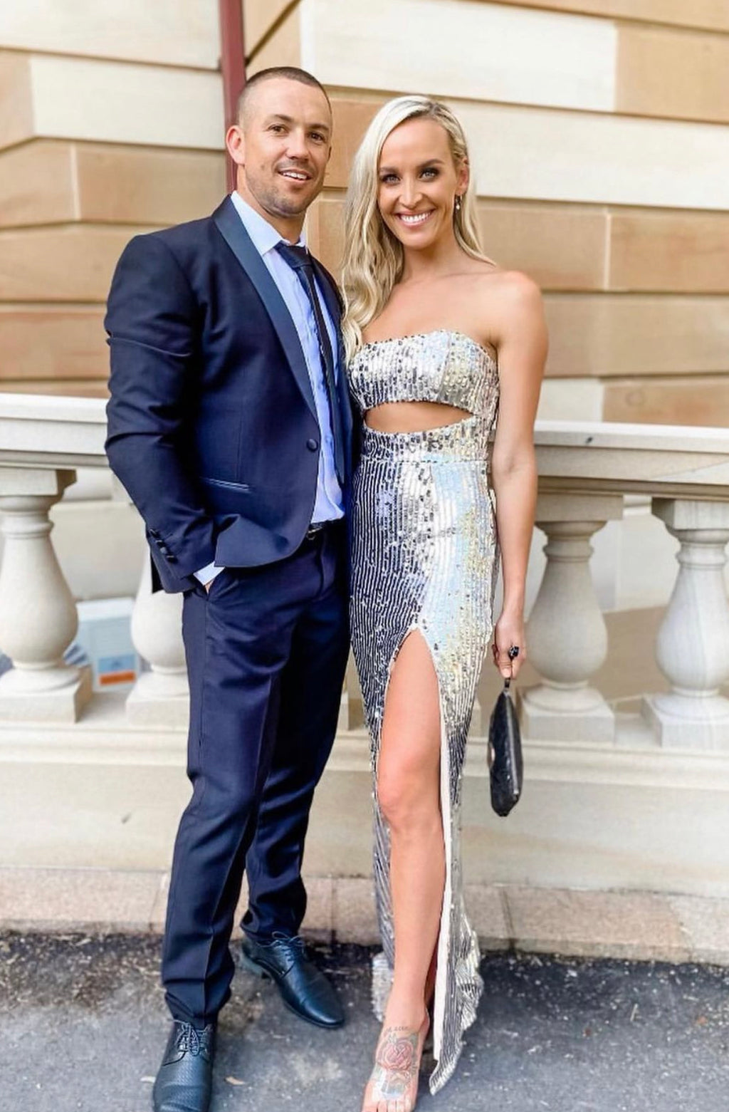 Majorelle Silver Sequin Maxi Gown Size 6