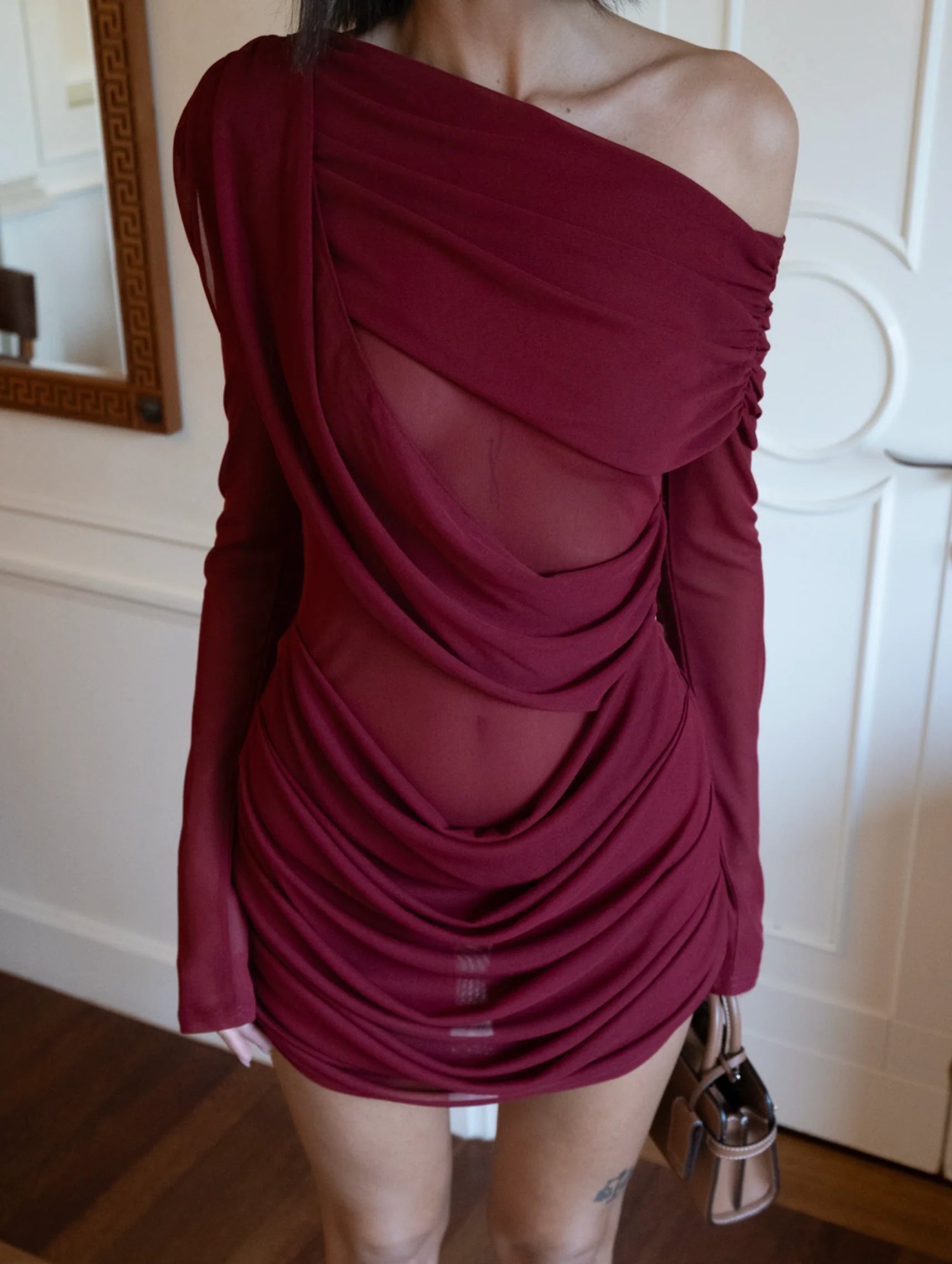 Benni Vienna Mini Dress Sangria Size 6