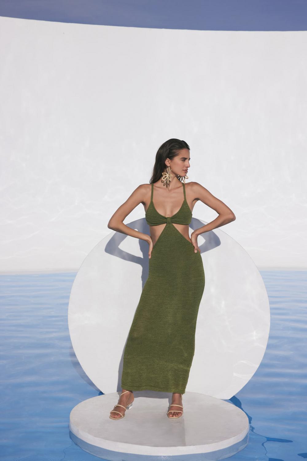 Cult Gaia Serita Maxi Dress Kahki Size 8