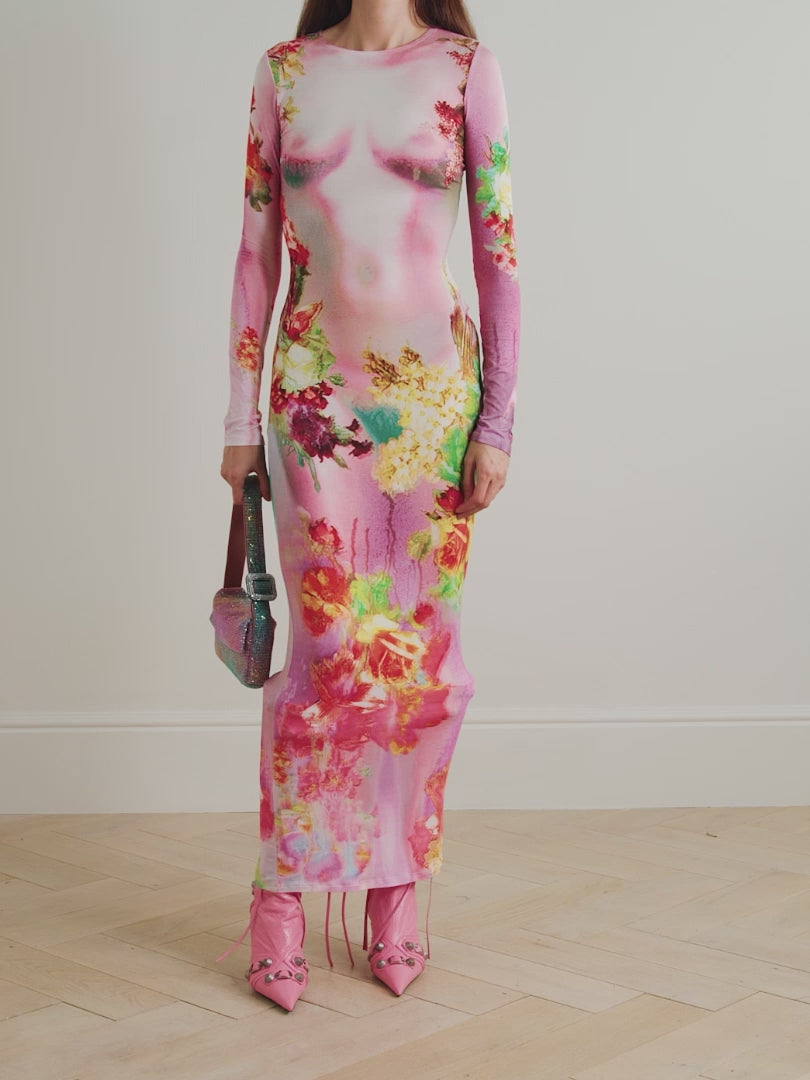 Jean Paul Gaultier The Pink Body Flower Dress Size 8